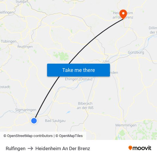Rulfingen to Heidenheim An Der Brenz map