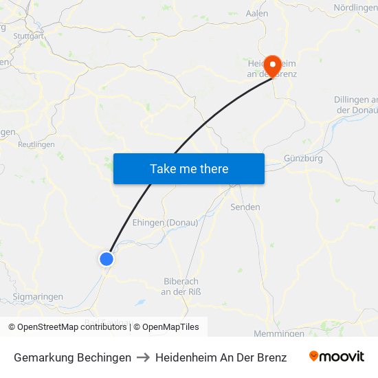 Gemarkung Bechingen to Heidenheim An Der Brenz map
