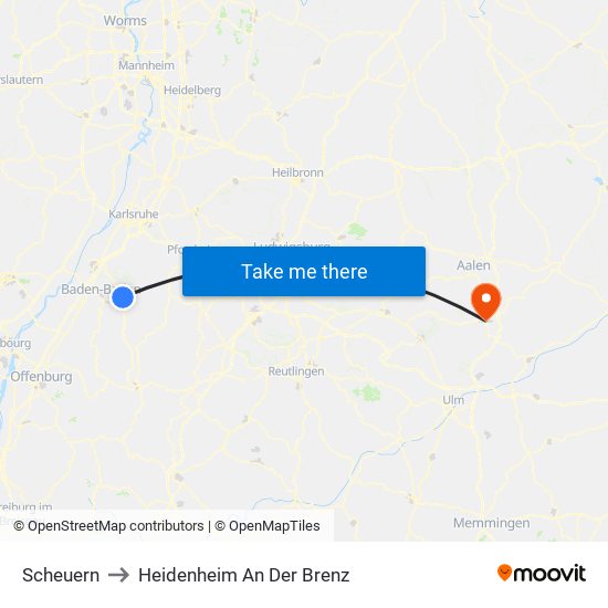 Scheuern to Heidenheim An Der Brenz map