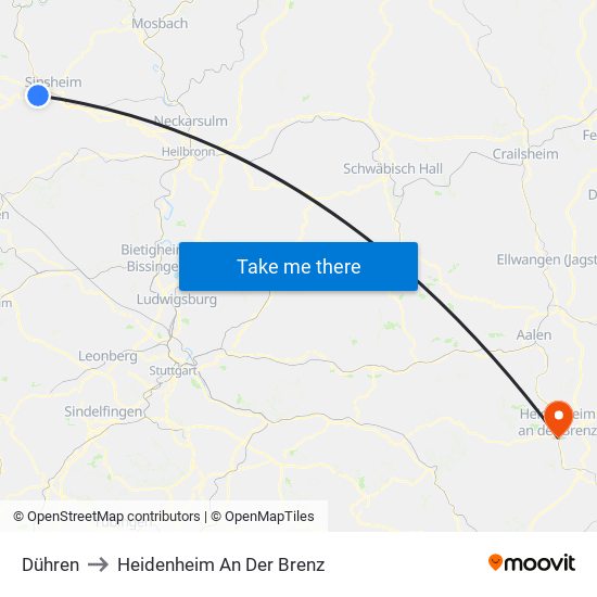 Dühren to Heidenheim An Der Brenz map