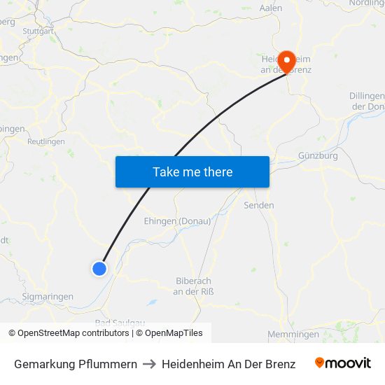 Gemarkung Pflummern to Heidenheim An Der Brenz map