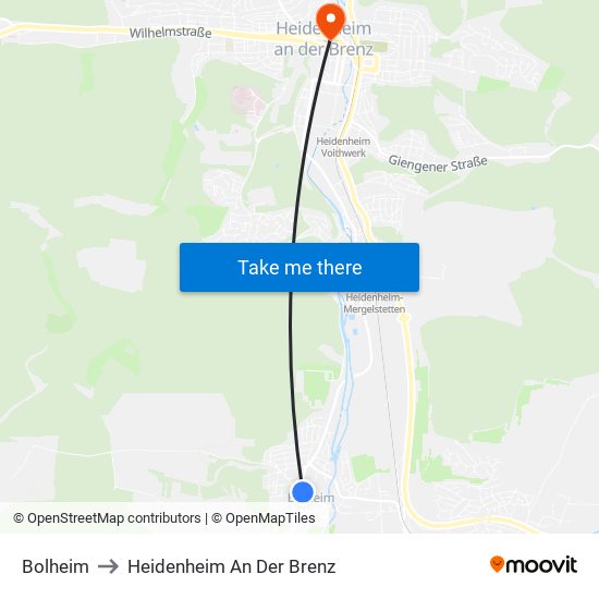 Bolheim to Heidenheim An Der Brenz map