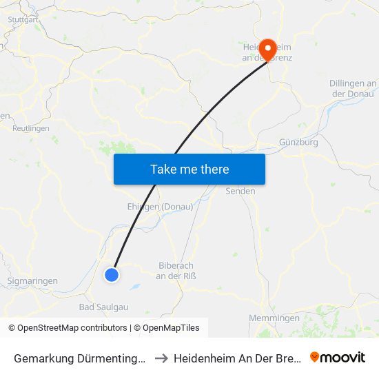 Gemarkung Dürmentingen to Heidenheim An Der Brenz map