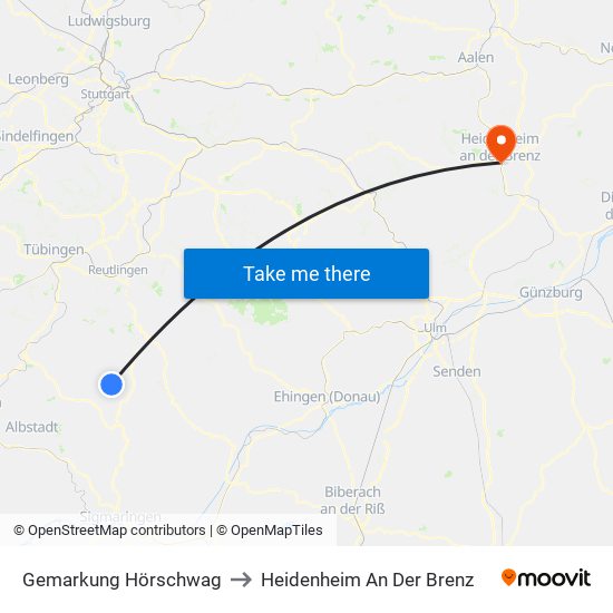 Gemarkung Hörschwag to Heidenheim An Der Brenz map