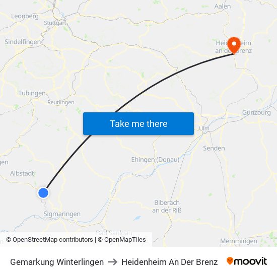 Gemarkung Winterlingen to Heidenheim An Der Brenz map