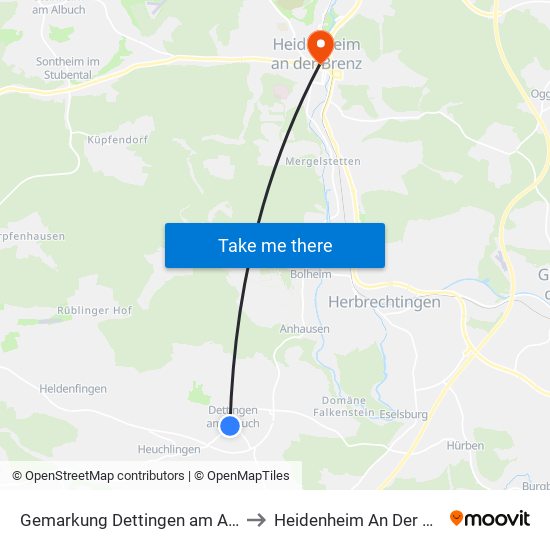 Gemarkung Dettingen am Albuch to Heidenheim An Der Brenz map