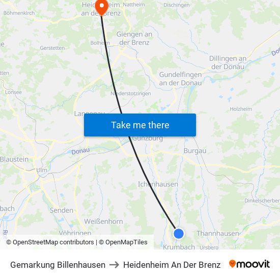Gemarkung Billenhausen to Heidenheim An Der Brenz map