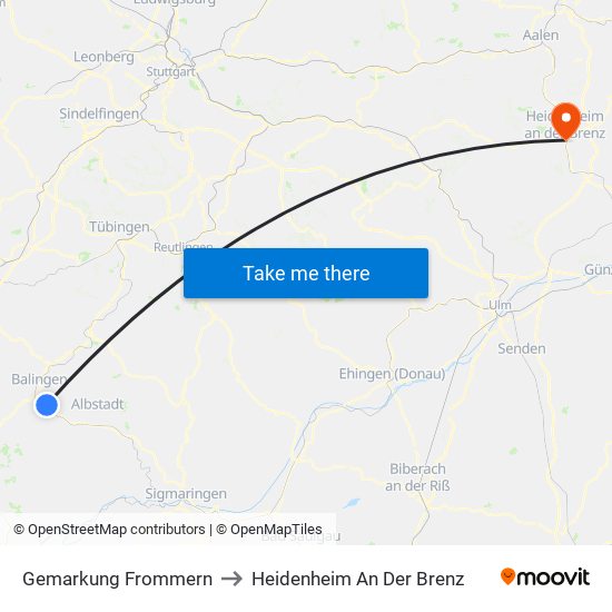 Gemarkung Frommern to Heidenheim An Der Brenz map