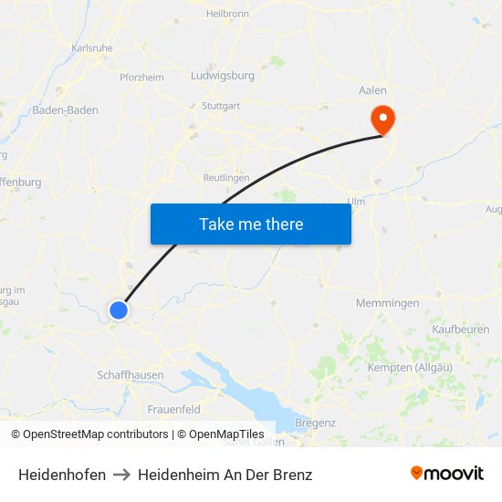 Heidenhofen to Heidenheim An Der Brenz map