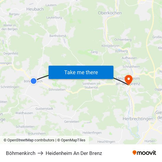 Böhmenkirch to Heidenheim An Der Brenz map