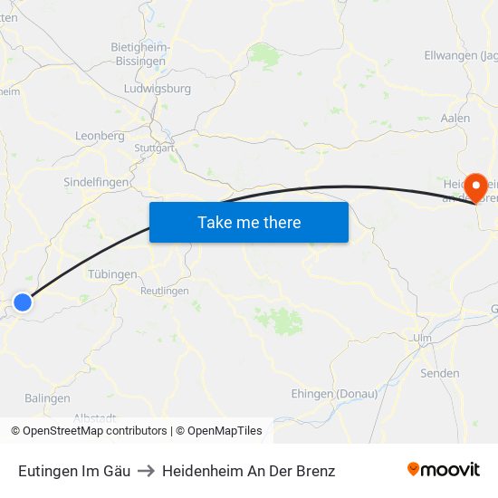 Eutingen Im Gäu to Heidenheim An Der Brenz map