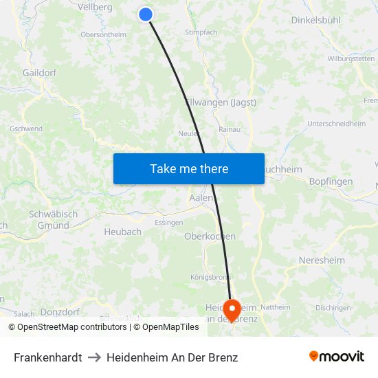 Frankenhardt to Heidenheim An Der Brenz map