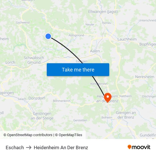Eschach to Heidenheim An Der Brenz map