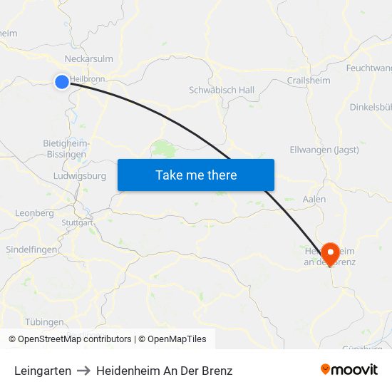 Leingarten to Heidenheim An Der Brenz map