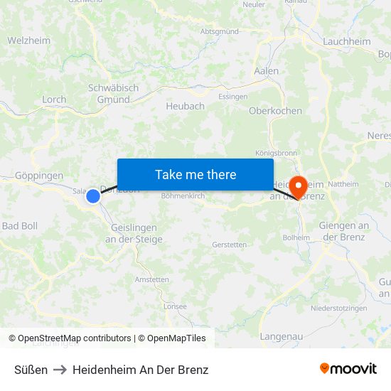 Süßen to Heidenheim An Der Brenz map