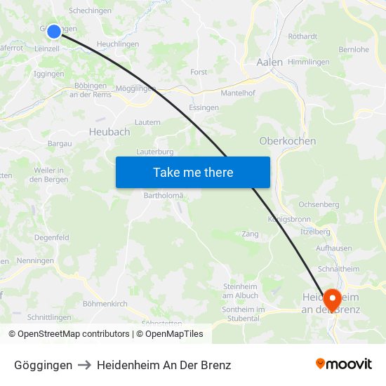 Göggingen to Heidenheim An Der Brenz map