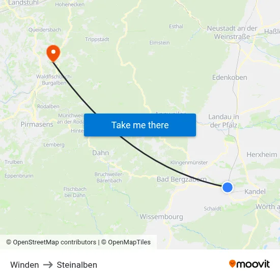Winden to Steinalben map
