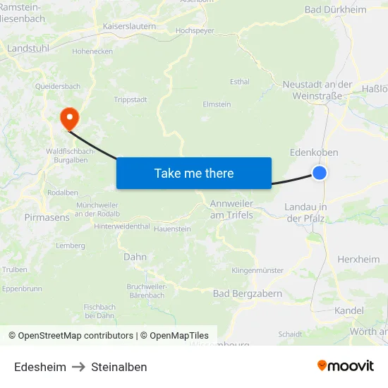 Edesheim to Steinalben map