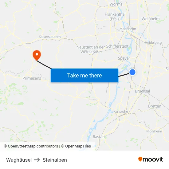 Waghäusel to Steinalben map