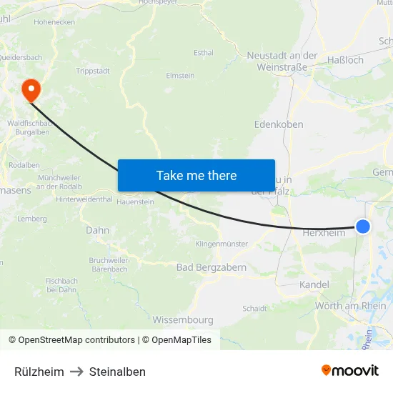 Rülzheim to Steinalben map