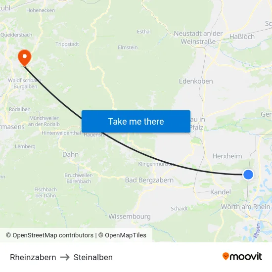 Rheinzabern to Steinalben map