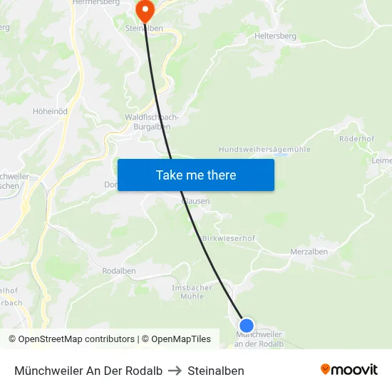 Münchweiler An Der Rodalb to Steinalben map