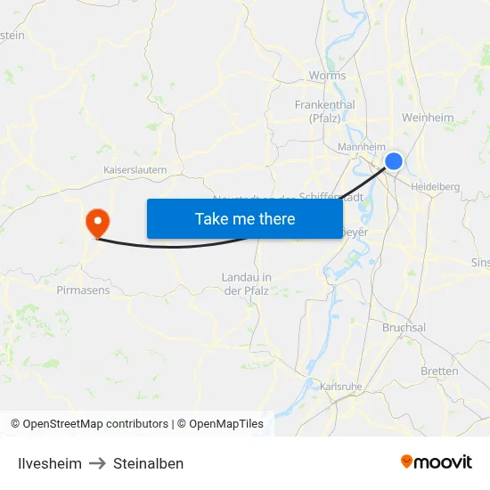 Ilvesheim to Steinalben map