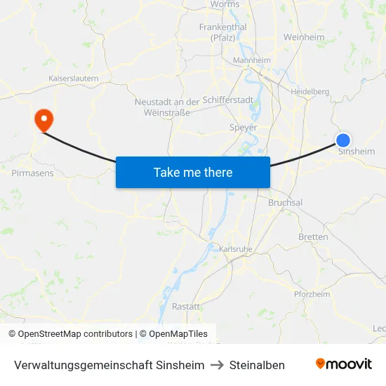 Verwaltungsgemeinschaft Sinsheim to Steinalben map