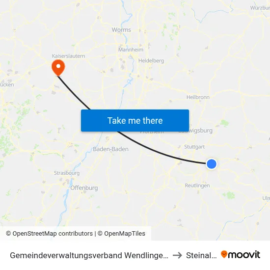Gemeindeverwaltungsverband Wendlingen am Neckar to Steinalben map