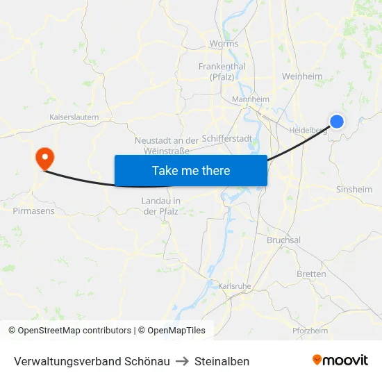Verwaltungsverband Schönau to Steinalben map