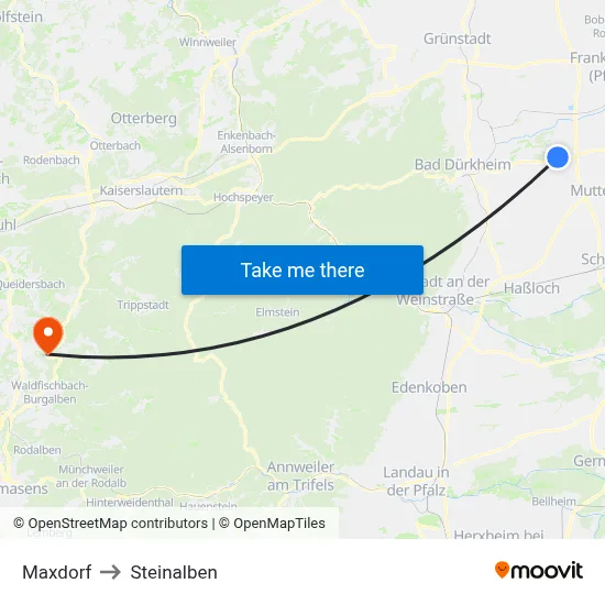 Maxdorf to Steinalben map