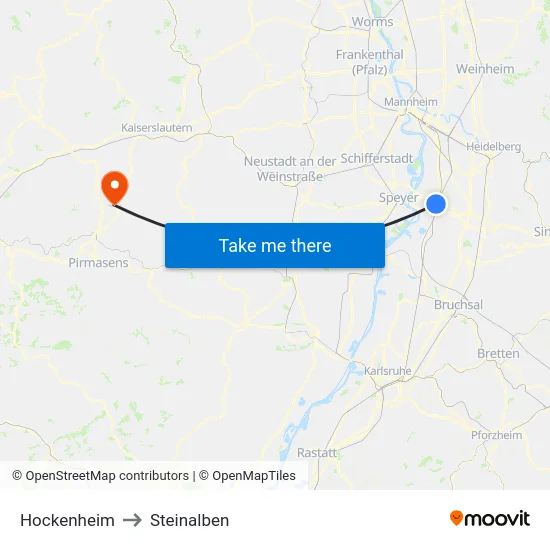 Hockenheim to Steinalben map