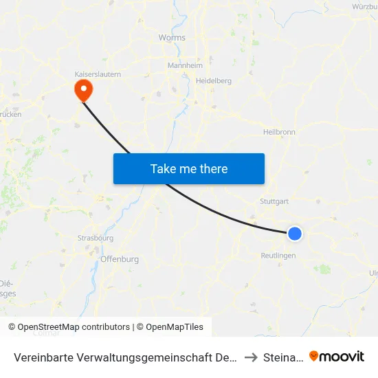 Vereinbarte Verwaltungsgemeinschaft Der Stadt Nürtingen to Steinalben map