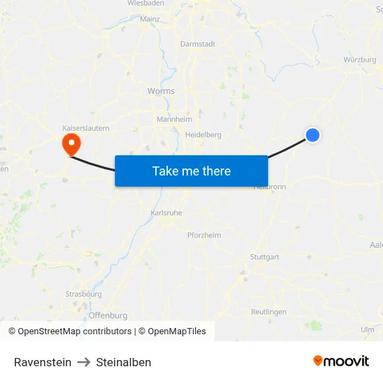 Ravenstein to Steinalben map