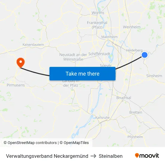 Verwaltungsverband Neckargemünd to Steinalben map