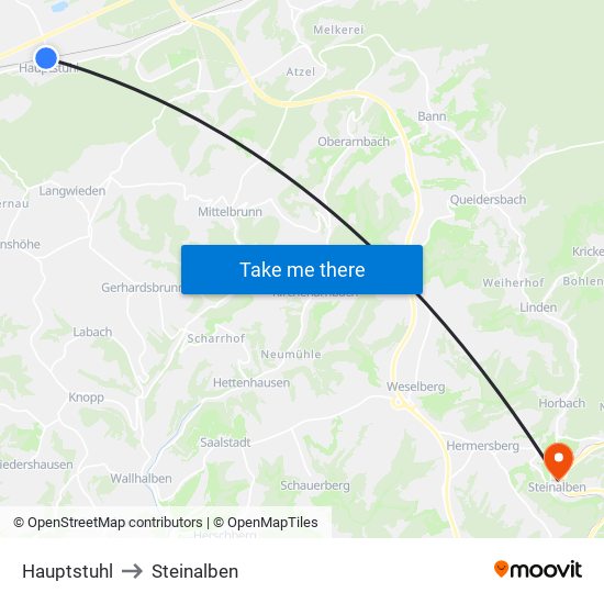 Hauptstuhl to Steinalben map