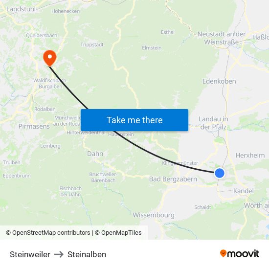 Steinweiler to Steinalben map