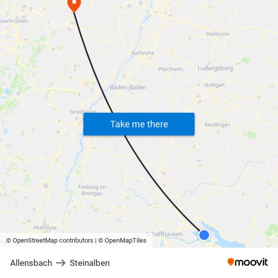 Allensbach to Steinalben map