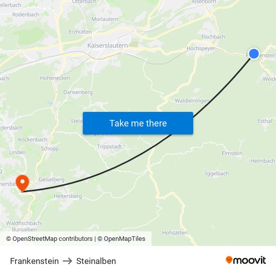 Frankenstein to Steinalben map