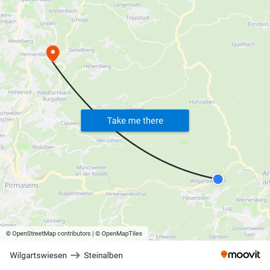 Wilgartswiesen to Steinalben map