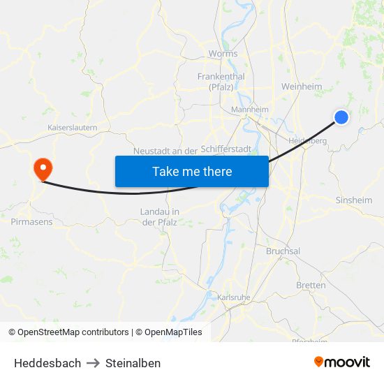Heddesbach to Steinalben map