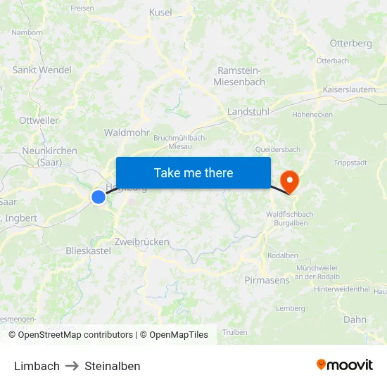 Limbach to Steinalben map