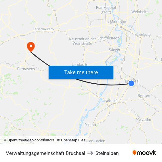 Verwaltungsgemeinschaft Bruchsal to Steinalben map
