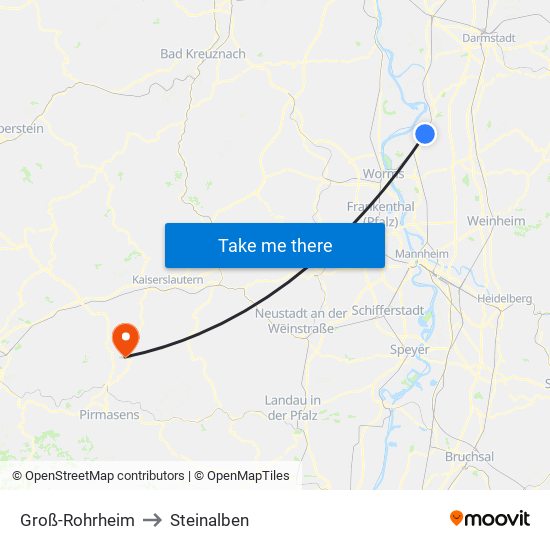 Groß-Rohrheim to Steinalben map