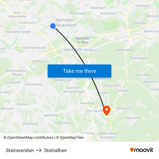 Steinwenden to Steinalben map