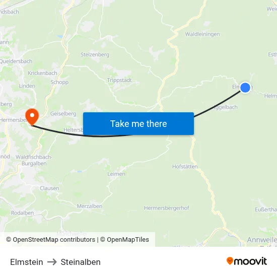 Elmstein to Steinalben map