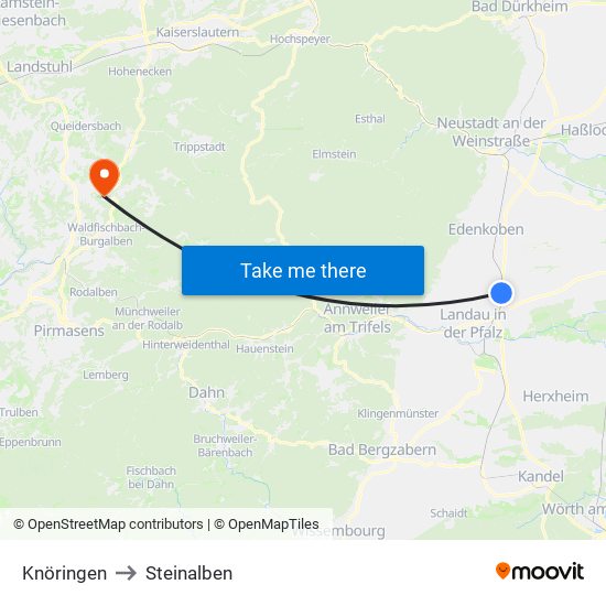 Knöringen to Steinalben map