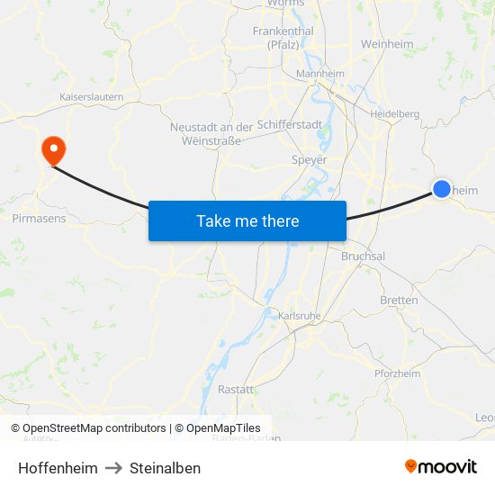 Hoffenheim to Steinalben map