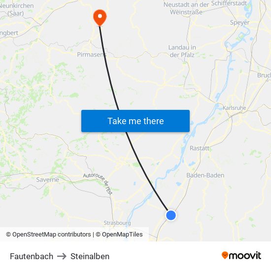 Fautenbach to Steinalben map