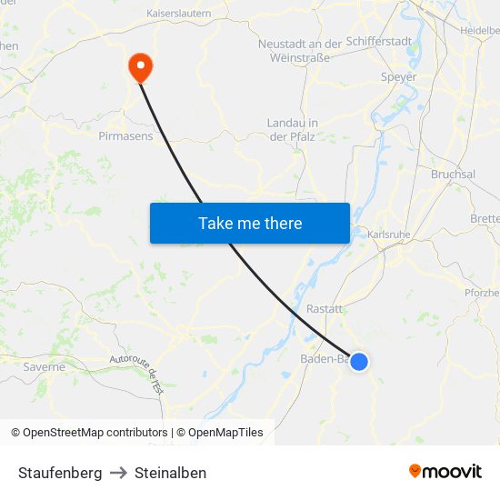 Staufenberg to Steinalben map